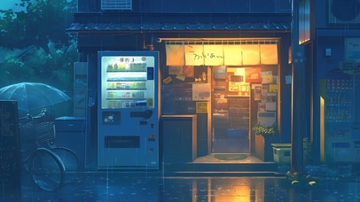 雨夜街边小店