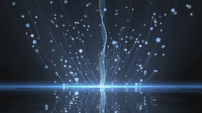 唯美粒子光效花瓣上升倒影