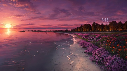 4K治愈夕阳海滩