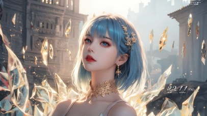 蓝发纯欲梦幻女生