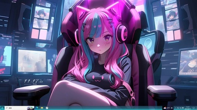 呆萌耳机电竞女孩