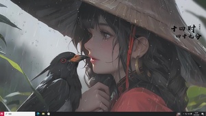 国风主题 雨中斗笠少女