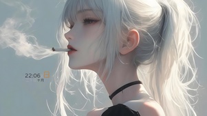 香烟女孩侧脸