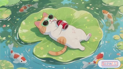 卡通猫咪晒太阳