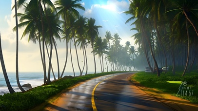 海边静谧椰林 4K