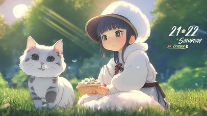 可爱女孩与猫咪