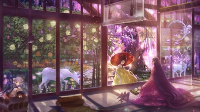 古风仙境庭院少女