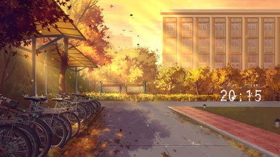 唯美傍晚校园停车棚