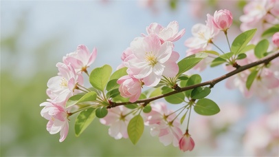 清新护眼海棠枝