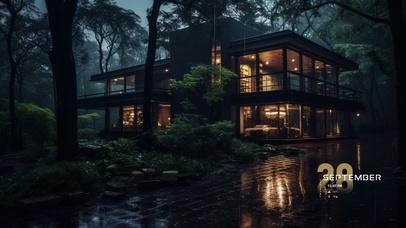 【4k】山中别墅（雨景）