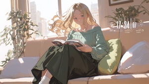 唯美房间看书少女