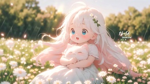 草地可爱小女孩