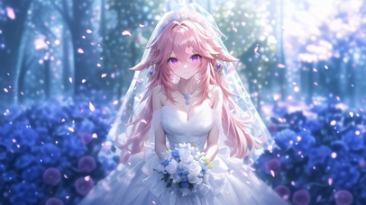 雪墨壁纸丨八重神子丨纯白花嫁丨