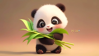 可爱吃竹子熊猫