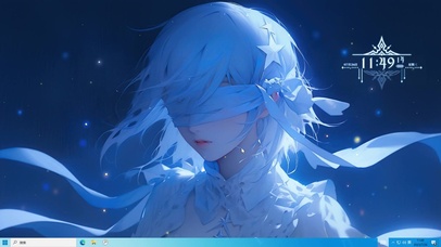 幽蓝蒙眼白发少女