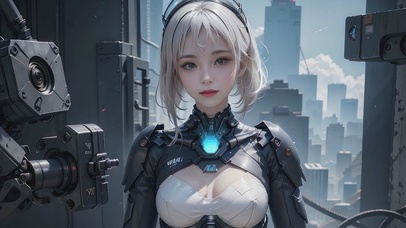 赛博朋克机甲银发美女