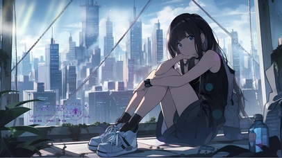4k天台发呆少女