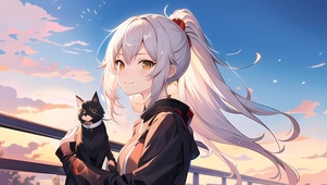 横屏养只猫吧一起看日落