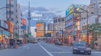 唯美治愈夕阳城市街道