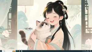 国风少女和猫