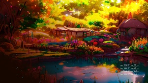 湖畔晚霞