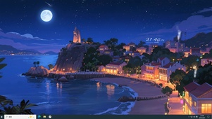 夏夜海湾小镇