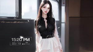 可爱黑发美女