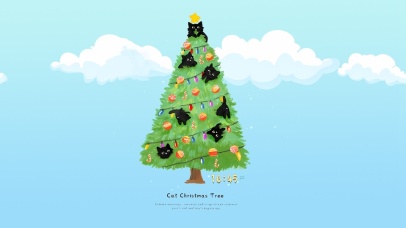 清新黑猫圣诞树
