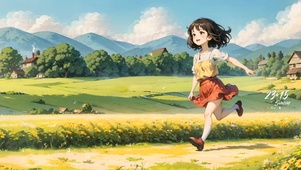 奔跑的可爱小女孩