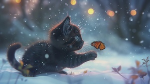 雪地上的猫咪