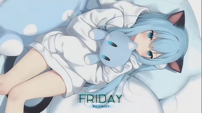 蓝发少女的慵懒时光