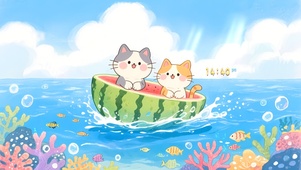 治愈冲浪猫咪