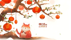 4K新年可爱治愈招财猫