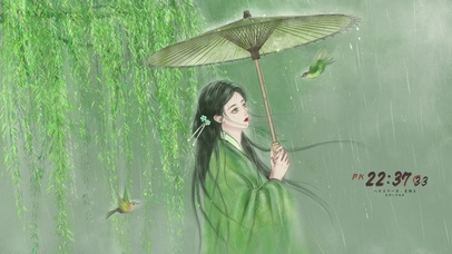 4K柳叶青衣少女