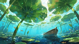 空灵绝美~ 水中仰望巨大荷叶！