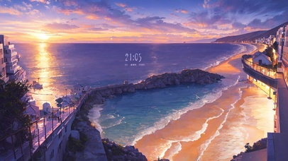 4K唯美浪漫落日晚霞海景小镇