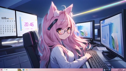 4K 清纯粉发电竞女孩	