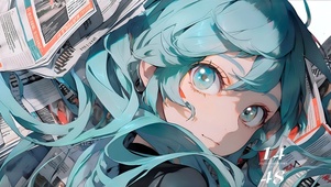报纸堆里的初音