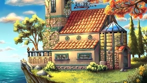治愈海边秋叶小屋