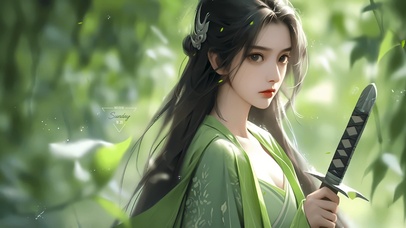 4K清新树林古装少女