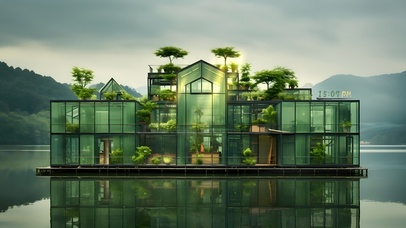 4K 静谧绿植玻璃房	