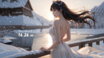 唯美雪天长发女孩