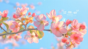 清新盛开桃花