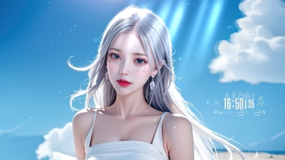 蓝天下的美少女