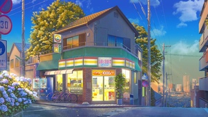 4k唯美治愈日系夕阳城市街道