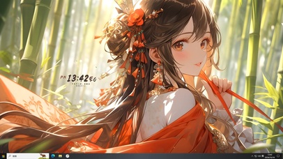 文艺古风竹林少女