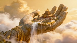 佛像掌中的寺庙
