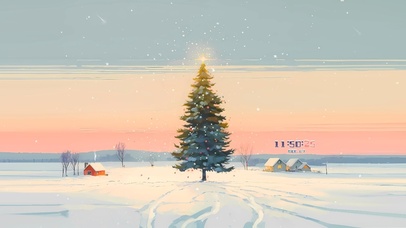 治愈雪景圣诞树	