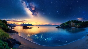 唯美炫酷海边星空