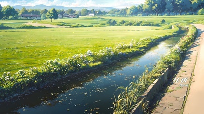 4K唯美溪流草地